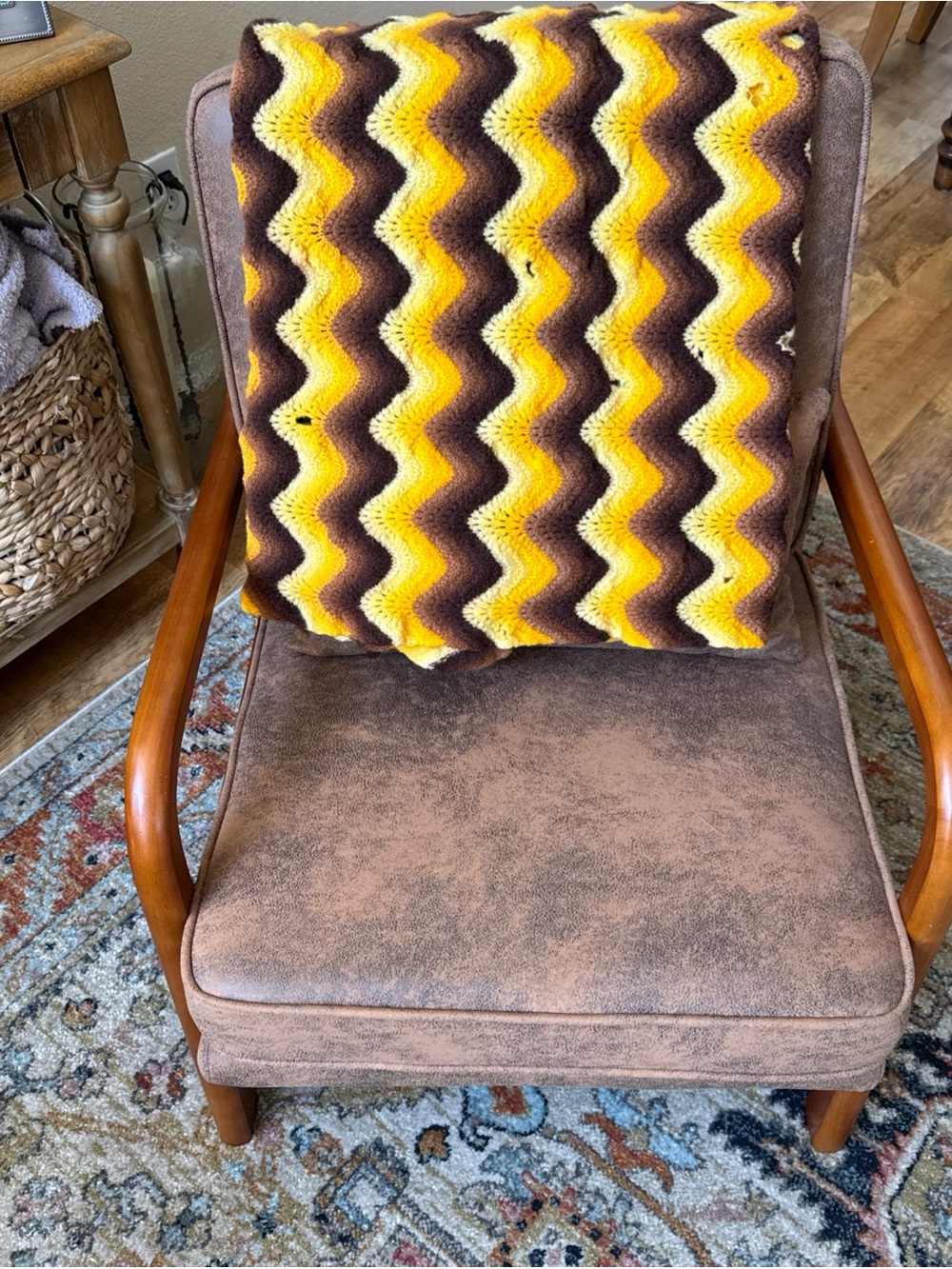 Chevron Wave Throw Blanket in Yellow and Brown - Cozy Accent Throw